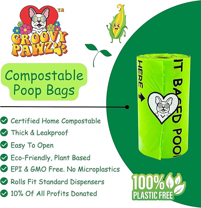 Certified Compostable Dog Poop Bags, 120 Count, Plant Based, Eco Friendly, Extra Strong, Leakproof, No Odor, Pet Supplies