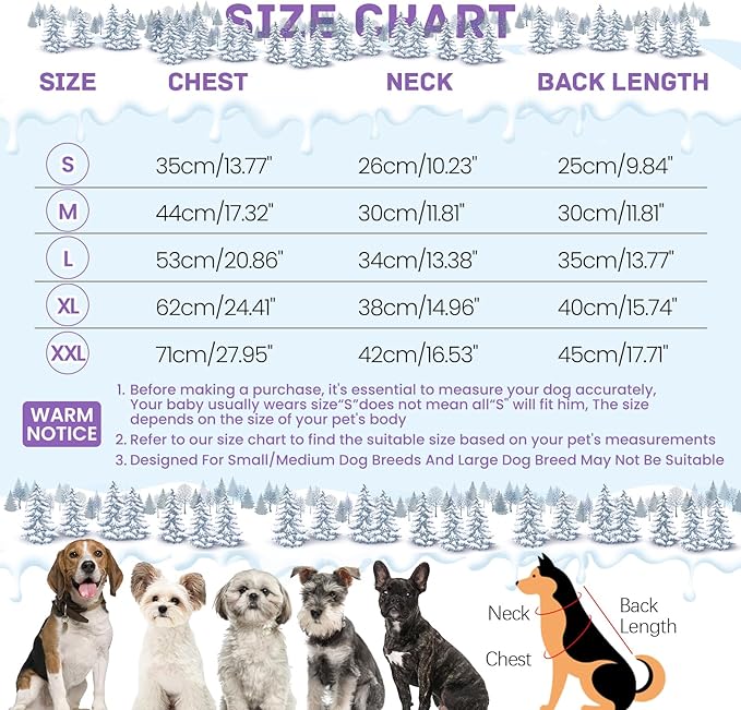 BRKURLEG Purple Dog Coat with Harness, Dog Winter Jacket, Dogs Onesie Body Warm Jackets, Small Medium Dogs Winter Coats Reflective Windproof Warm Cold Weather Coats, Pet Waterproof Jacket, XXL
