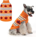KOOLTAIL Cable Knit Dog Sweater Turtleneck, Cold Weather Pullover Classic Knitwear, Thick Warm Winter Pet Clothes, Fall Maple Leaves Thanksgiving Dog Sweater for Small Medium Large Dogs Cats,Orange ML