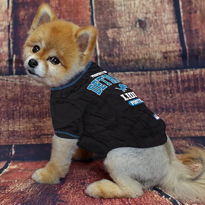 NFL Detroit Lions Dog T-shirt X-Large. - Licensed Shirt for Pets Team Colored with Team Logos- Premium Stretchable Materials for the comfort of your Dog & Cat
