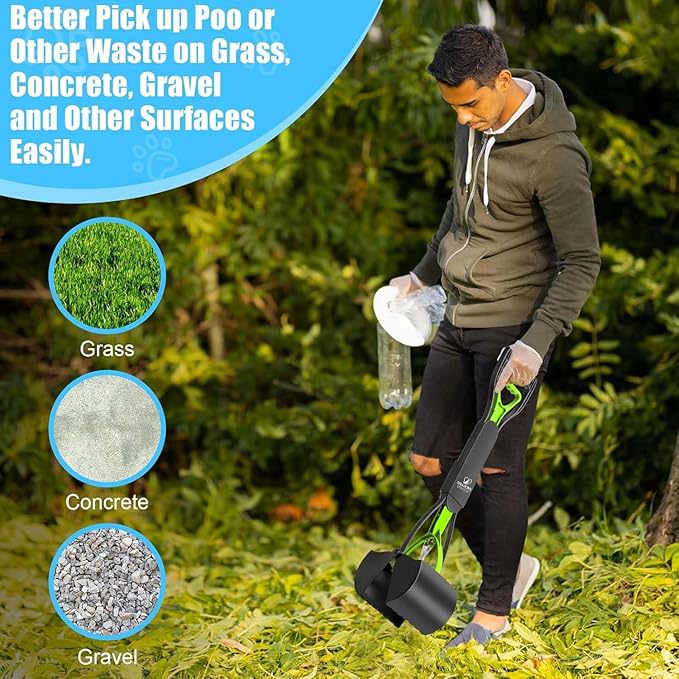 28" Foldable Pooper Scooper with Bag Dispenser & Rolls – Compact One-Hand Pickup, Heavy-Duty Design for Yard & Daily Walks