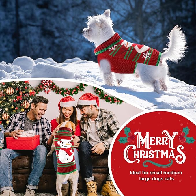 PETCARE Red Snowman Dog Sweater Christmas Dog Sweaters Vest Ugly Snow Xmas Puppy Costume Pet Holiday New Year Fall Winter Clothes for Small Medium Large Dogs Cats Pullover Sweaters Outfits,Small