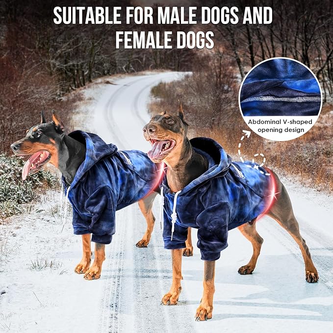 SlowTon Dog Hoodie Tie Dye - Warm Dog Sweater Hoodies with Pocket, Fall Winter Dogs Coat Jacket Pet Outfit Puppy Hooded Sweatshirt Clothes for Small Medium Large Dogs Boy Girl (Blue, M)