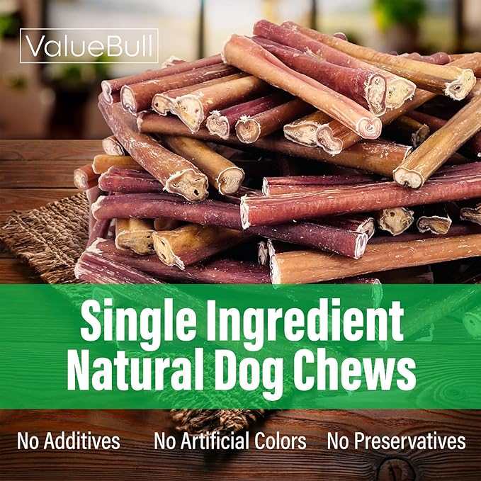 ValueBull Bully Sticks for Small Dogs, Thin 6 Inch, 200 Count Bulk Pack - All Natural Dog Treats, 100% Beef Pizzles, Single Ingredient