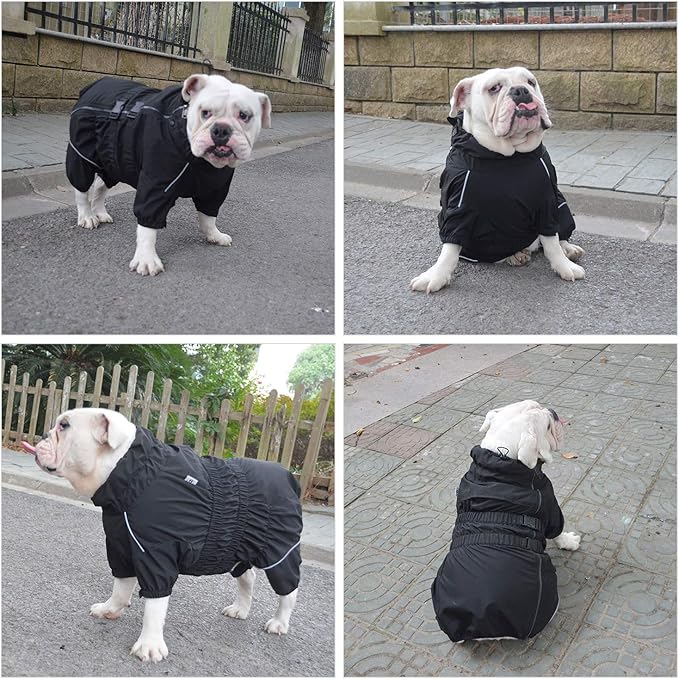 Dogs Waterproof Jacket, Lightweight Waterproof Jacket Reflective Safety Dog Raincoat Windproof Snow-Proof Dog Vest for Small Medium Large Dogs Black M