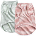 Koneseve Dog Shirt Vest Lightweight Stretchy Dog T-Shirts Soft Cool Sleeveless Stripe Vests Breathable Clothes for Puppy Kitty Cats Small Medium Large Dogs 2 Pack Pink + Green [ 2XL ]