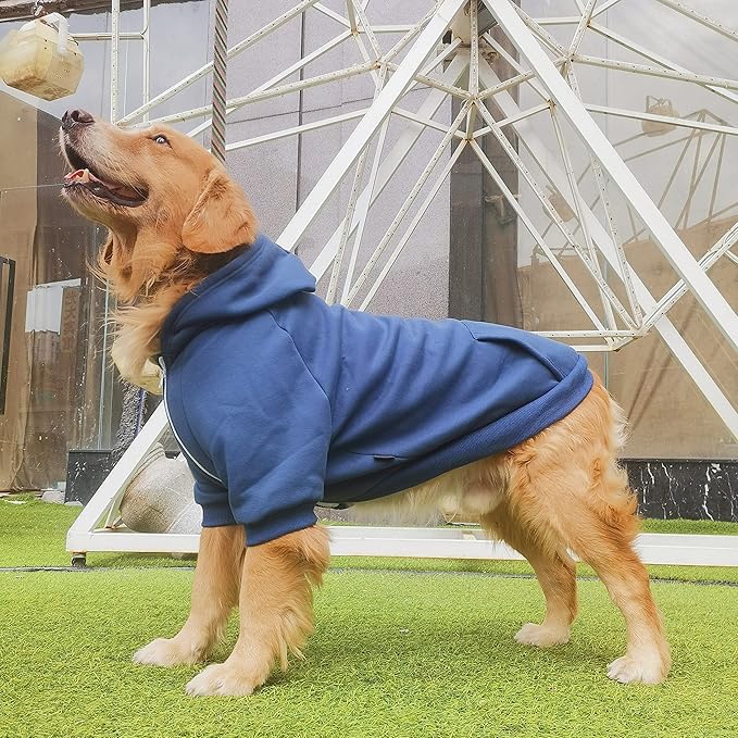Extra Large Dog Clothes Hoodies Zip Up Sweaters for Big Dogs Labrador German Shepherd Blue 3XL