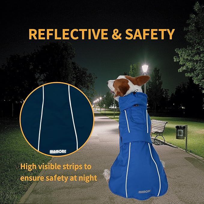 Adjustable Waterproof Dog Raincoat for Dogs,Lightweight Pet Rain Jacket Puppy Clothes with Reflective Strip for Small Medium Large Dogs (Army Green, Medium)