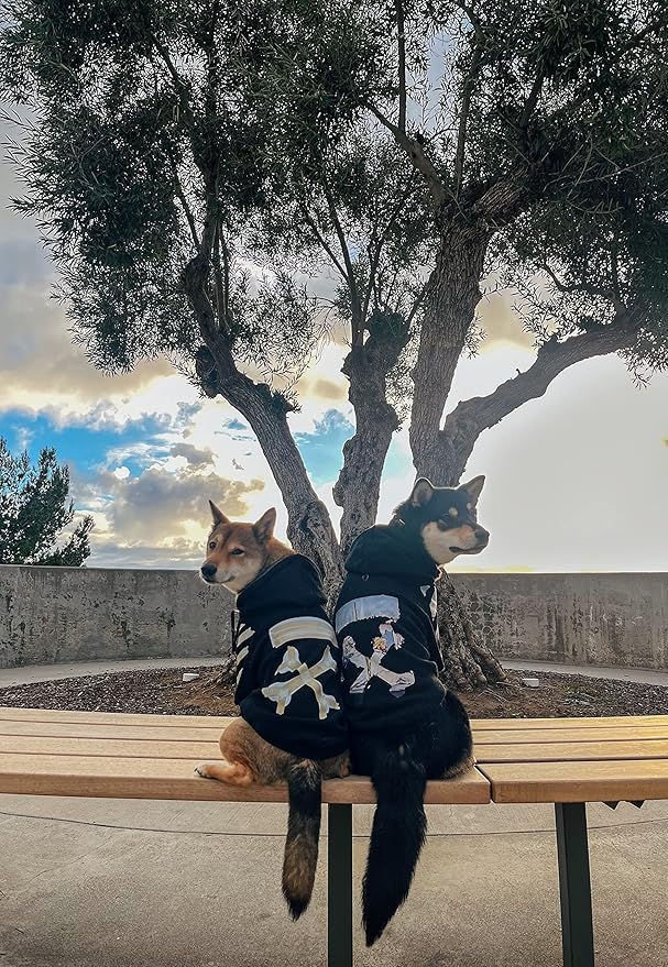 ChoChoCho Woof Dog Hoodie, Designer Dog Hoodies for Small Medium Large Breeds, Art Collection Dog Sweatshirts, Street Drawstring Hoodies Outfit Clothes for Puppy Puppies (4XL, Tape Arrows)