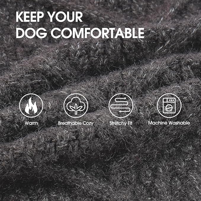 IECOii Big Dog Sweater, XXXXL Dog Sweaters for Extra Large Dogs, Cold Weather Winter Sweaters for Large Size Dogs, Warm Fall Knitwear, Doberman,Great Dane Sweater, Darkgrey - 4XL