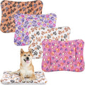 Tuanse 4 Pack Ultra Soft Dog Cat Bed Mat with Cute Prints Reversible Fleece Dog Crate Kennel Pad Cozy Washable Thickened Hamster Guinea Pig Pet Bed Mat for Small Animals(30 x 22 Inches,Vivid Color)