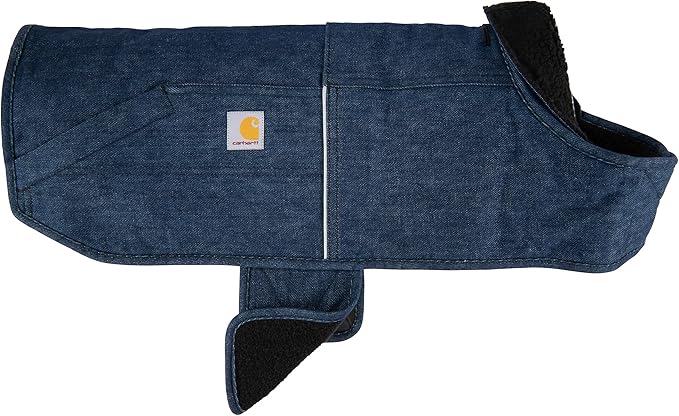 Carhartt Firm Duck Dog Chore Coat, Insulated Weather Resistant Jacket for Cold and Windy Conditions, Denim, Medium