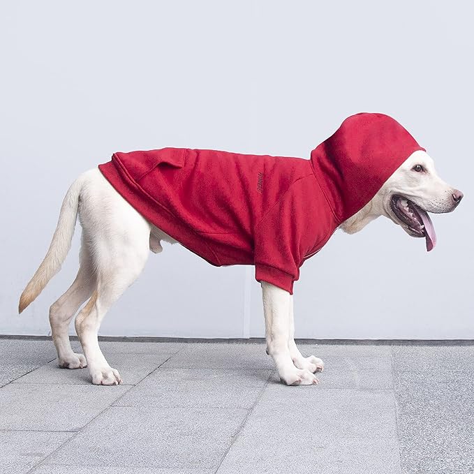 Extra Large Dog Clothes Hoodies Zip Up Sweaters for Big Dogs Labrador Border Collie Red 4XL
