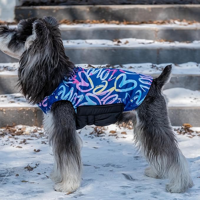 CuteBone Winter Dog Coat - Waterproof Windproof Reversible Vest, Thick Adjustable Cold Weather Jacket for Small Medium Large Dogs, Soft With Leash Hole