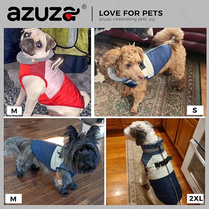 azuza Dog Coats for Large Dogs Waterproof Dog Coat with Reflective Strips and Harness Built in Warm Fleece Dogs Winter Coat Windproof with Back Zipper, Orange 3XL