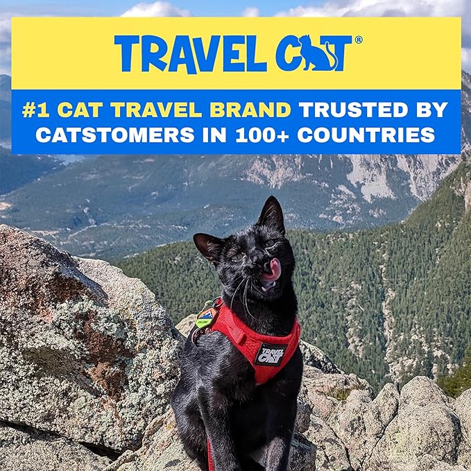Travel Cat Harness and Leash Set - Adjustable Fit Mesh Cat Harness and Reflective Strap - Comfort Escape Proof Harness for Cats, Kitten for Outdoor Walking, Hiking (Large, Red)