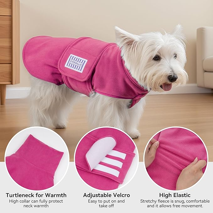 cyeollo Small Dog Sweater, Fleece Dog Sweaters Turtleneck Vest Soft Puppy Sweatshirt Stretchy Pet Fall Autumn Coat Warm Winter Clothes for Small Dogs Girl, Pink L
