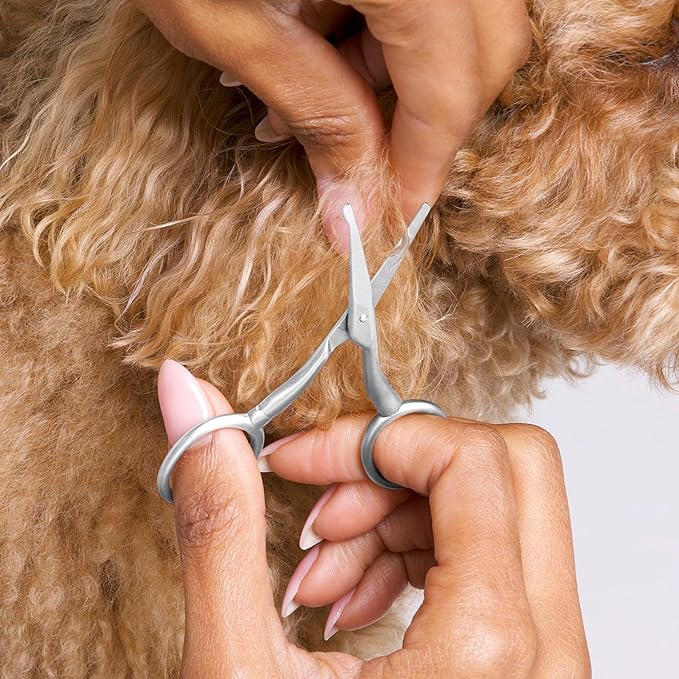 Tweezerman Pet Grooming Scissors, Stainless Steel Rounded Tip Trimming Shears for Dogs and Cats