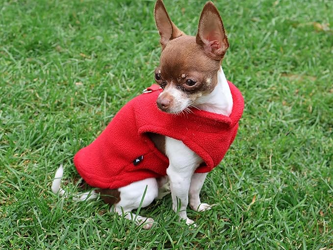 JACKO & CO - Fleece Vest Dog Sweater with Leash Ring - Soft, Warm & Lightweight Pullover Coat for Small & Medium Dogs, Puppies & Cats - Cozy Fall/Winter/Spring Pet Jacket (Red, Small 4-6lbs)