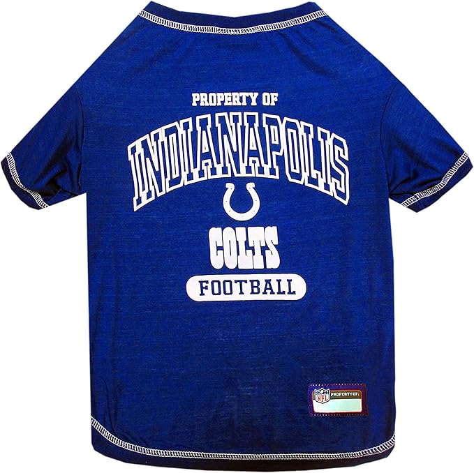 NFL Indianapolis Colts Dog T-shirt Large. - Licensed Shirt for Pets Team Colored with Team Logos- Premium Stretchable Materials for the comfort of your Dog & Cat