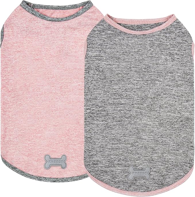 KYEESE 2Pack Dog Shirts Soft Tank Top Small Dog Shirt with Reflective Label Quick Dry Stretchy Sleeveless Vest Sun Protection Lightweight Pet Clothes, Large