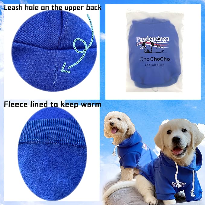 ChoChoCho Stylish Streetwear Blue Dog Sweatshirt Tracksuits, Cats Hoodies, Dog Outfit for Cat Puppy Small Medium (XL)
