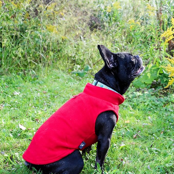 JACKO & CO - Fleece Vest Dog Sweater with Leash Ring - Soft, Warm & Lightweight Pullover Coat for Small & Medium Dogs, Puppies & Cats - Cozy Fall/Winter/Spring Pet Jacket (Red, XX-Large 25-35lbs)