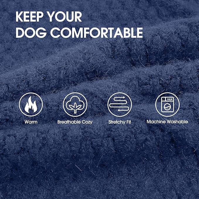 IECOii Dog Sweater,Dog Sweaters for Medium Dogs Girl and Boy,Thermal Knitted Dog Christmas Sweater for Cold Weather,Small Medium Dog Sweaters for Christmas Outfits,Pug,Dachshund Sweaters,Blue-M