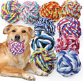 Dog Chew Rope Balls Toys for Aggressive Chewers, 10 Pieces Durable Dog Balls for Medium and Small Breeds Cotton Chew Toys for Puppies Teething No Large Dogs