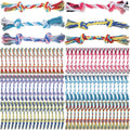100 Pieces Knot Rope Dog Toys Multi Color Puppy Chew Toy Cotton Puppy Toys Dental Dog Teething Toys 2 Knot Dog Tug for Small and Medium Dogs Aggressive Chewers Supplies