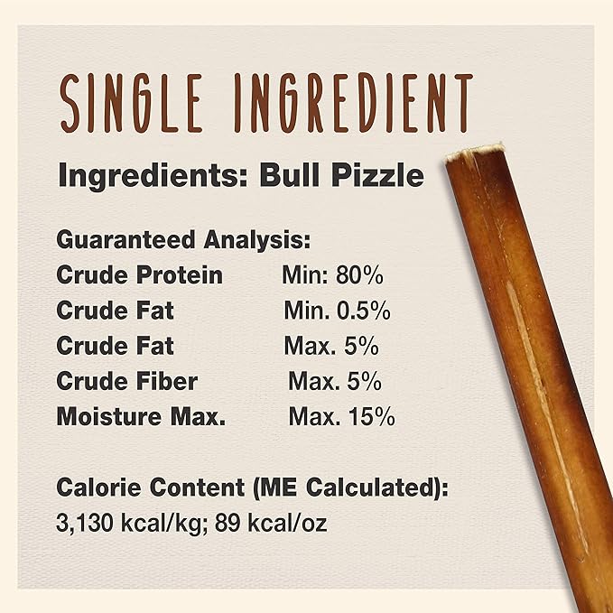Cadet Bully Sticks for Dogs - Long-Lasting Dog Chews - All-Natural Premium Dog Treats Promotes Dental Health