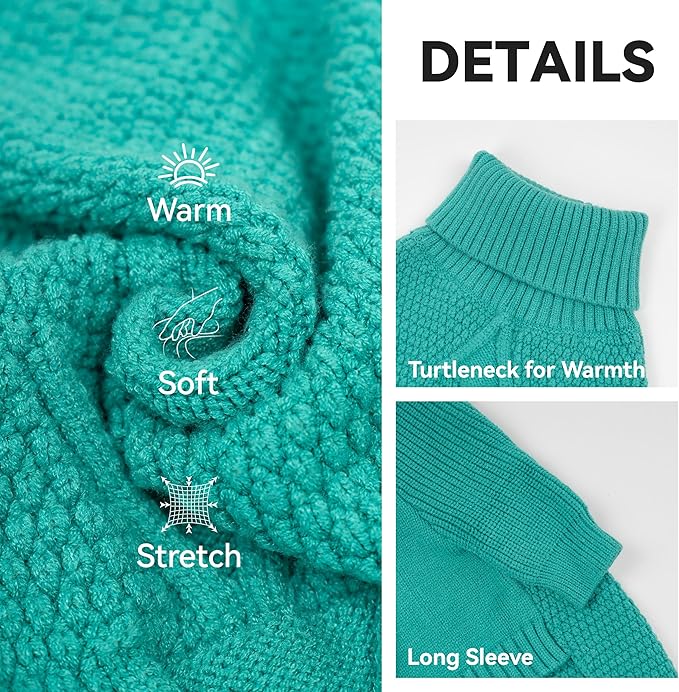 cyeollo 4XL Dog Sweater, Stretchy & Cozy Warm Dog Sweaters for Large Dogs Boy, Pullover Knit Fall Winter Sweatshirt Big Dogs Clothes, Doberman Great Dane Apparel, Aqua Green XXXXL