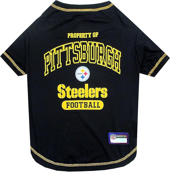 NFL Pittsburgh Steelers Dog T-shirt X-Small. - Licensed Shirt for Pets Team Colored with Team Logos- Premium Stretchable Materials for the comfort of your Dog & Cat