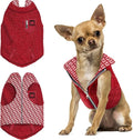 Tuff Pupper Reversible Fleece Sweater Vest for Dogs | Lightweight Comfortable Insulated Jacket | Front Zip Closure | Machine Washable | Built-in Leash Hole | Sizes for All Breeds (Small, Red)