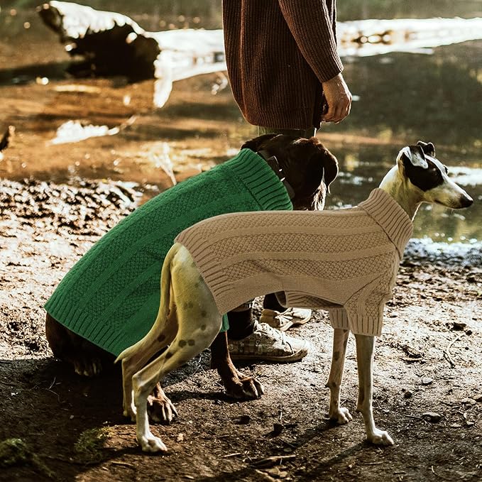 Queenmore Dog Sweaters for Medium Dogs Girls Boys,Soft Dog Sweater Christmas,Turtleneck Pullover Pet Sweaters Knitwear Outfit for Holiday,Knitted Soft Thick Warm Sweater for Bulldog,Dachshund(Camel,M)