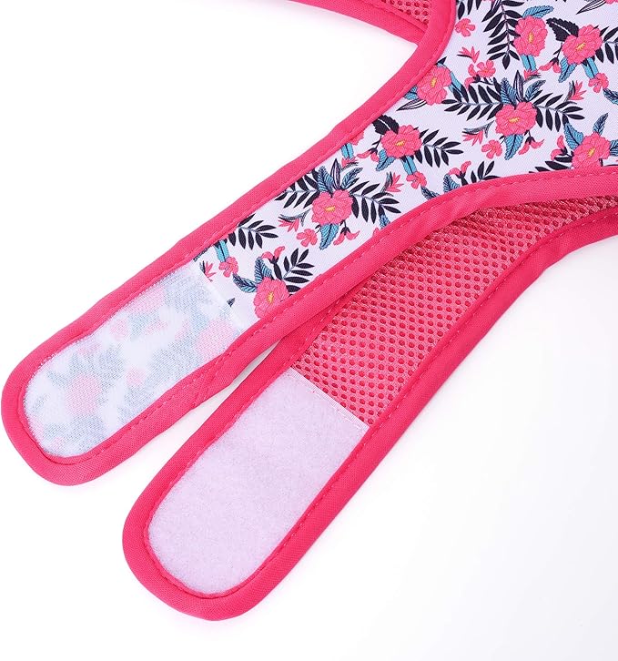 Mile High Life Dog Harness, Air Mesh Floral Vest Harness for 20 lbs Small Dogs & Cats, Easy Get on Adjustable Easy Closures Both Neck and Chest(Peony, XS Chest 14"-16")