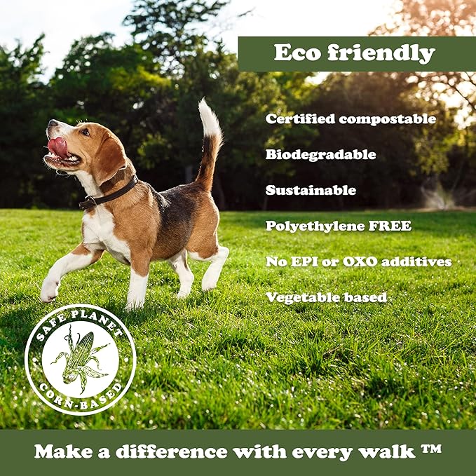 Dog Pride 240-Count Certified Compostable Dog Poop Bags, Unscented Pet Waste Bags with Handles, ASTM D6400 Eco-Friendly Disposal, 9" x 13" Leak-Resistant