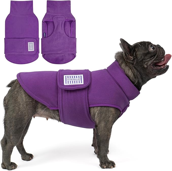 cyeollo Small Dog Sweater, Fleece Dog Sweaters Turtleneck Vest Soft Puppy Sweatshirt Stretchy Pet Fall Autumn Coat Warm Winter Clothes for Small Dogs Girl, Purple L