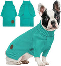 cyeollo Stretchy Fleece Dog Sweater, Knit Sweaters for Small Dogs Girl Warm Turtleneck Doggy Sweatshirt with Sleeves Fall Winter Pullover Cold Weather Dog Clothes, Aqua Green S