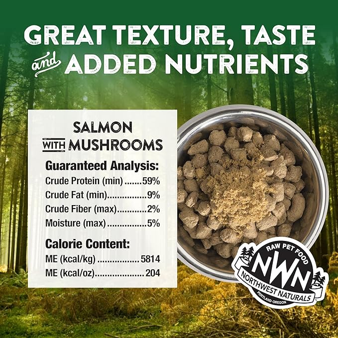 Northwest Naturals Freeze-Dried Functional Toppers - Beef Liver with Turmeric (4.5 oz), Salmon/Shiitake/Maitake Mushrooms (3.5 oz) - for Dogs and Cats, Human Grade Ingredients, All Natural