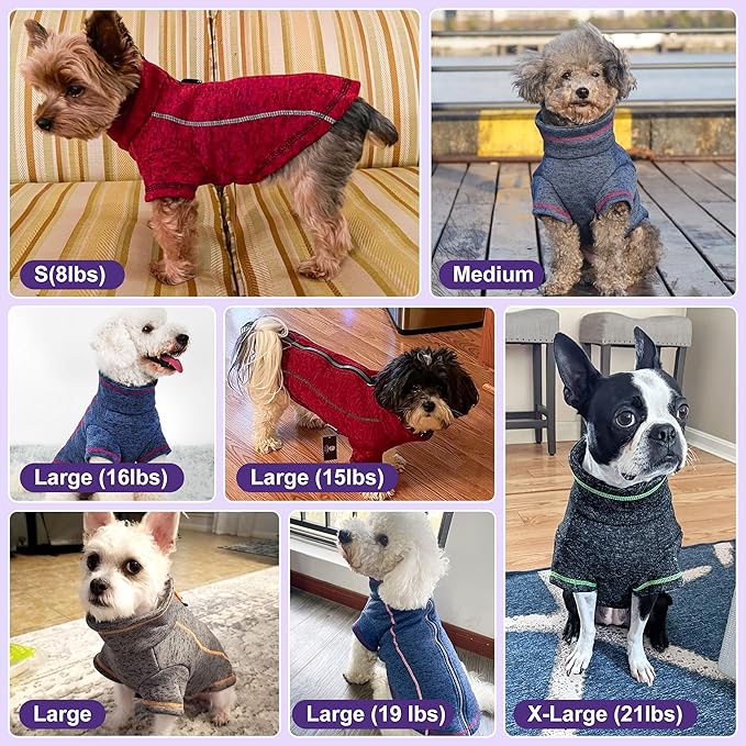 cyeollo Dog Jacket Fleece Jackets with Reflective Strip and Dual D Ring Zipper Winter Coats for Small Dog Clothes Pet Clothes Apparel