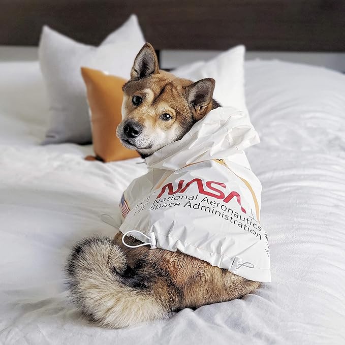 ChoChoCho NASA Dog Raincoat, Reflective Water Proof Rain Jacket, Costume, Clothes, Pet Stylish Streetwear Outfit for Cat Puppy Small Medium Large (White, 3XL)