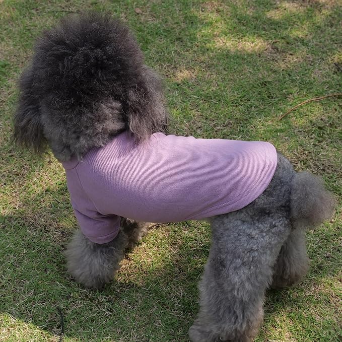 Lovelonglong Ribbed Dog T-Shirt Cotton Knitted Dog Sweaters for All Season Pet T-Shirts for Large Medium Small Dogs Taro Purple L