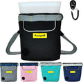 Dog Treat Pouch for Pet Walking and Training with Clicker 2 Cup Silicone Bag Small Fanny Pack Holder for Puppy Snack Dispenser Kit for Leash and Outdoor Use (Black)