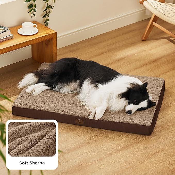 Bedsure Dog Beds Large Sized Dog - Comfy Flat Pet Beds with Removable Washable Cover, Orthopedic Egg Crate Foam Puppy Mat, Suitable for Pet Up to 65 lbs
