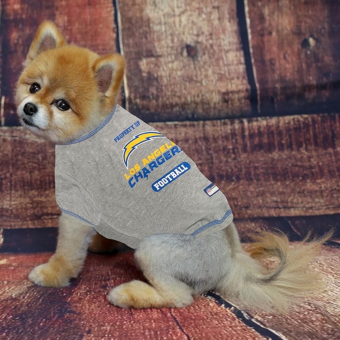 NFL Los Angeles Chargers Dog T-shirt Large. - Licensed Shirt for Pets Team Colored with Team Logos- Premium Stretchable Materials for the comfort of your Dog & Cat