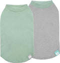 KYEESE 2Pack Dog Shirts Waffle for Small Dogs Stretchy Dog T-Shirts Lightweight Tank Top Sleeveless Vest Breathable Cat Shirt, Medium, Green+Grey