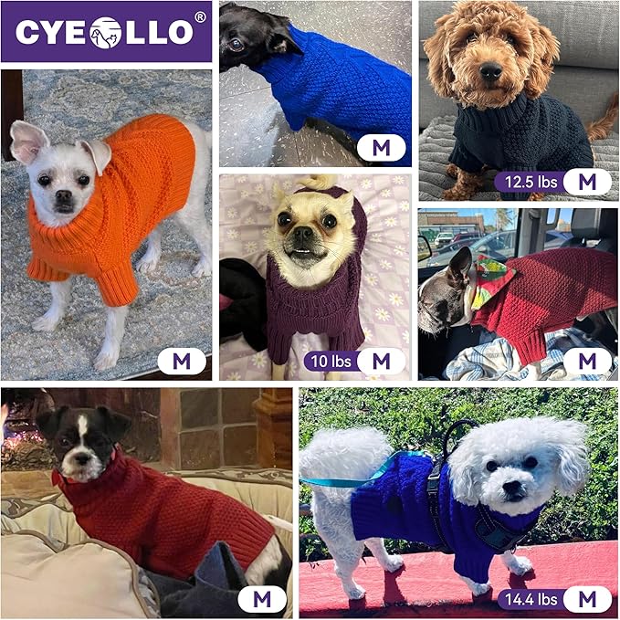 cyeollo Dog Sweater Pullover Turtleneck for Dogs, Classic Knitwear Fall Winter Cold Weather Dog Clothes Warm Pet Apparel Small Medium Large Dog Sweaters, Green M