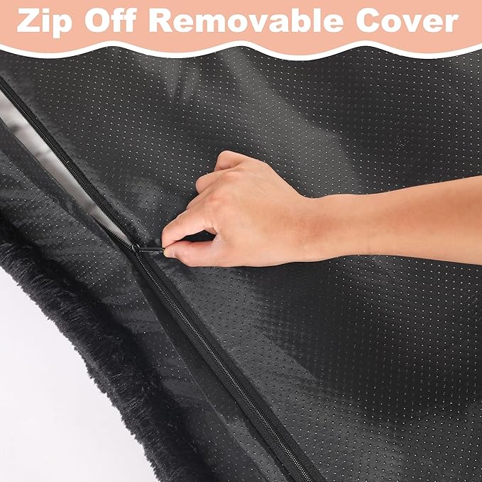 Bedfolks Waterproof Crate Bed, Plush Dog Kennel Pad with Removable Cover, Faux Fur, Fluffy Washable, 47"x29", Black