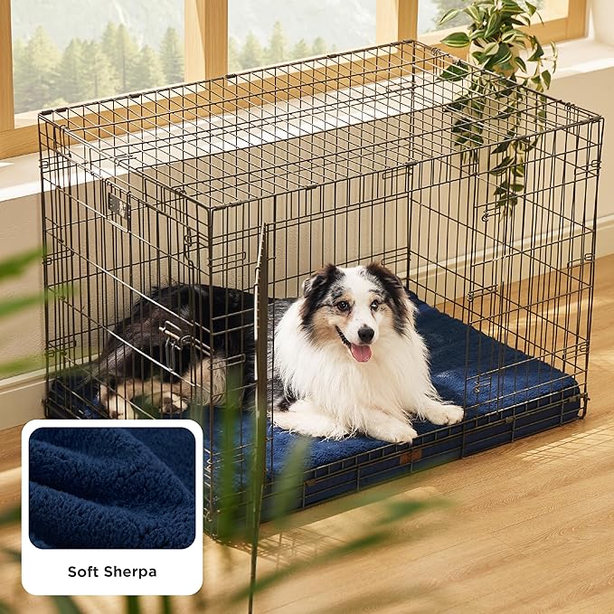Bedsure XL Dog Bed for Crate - Large Comfy Flat Pet Beds with Removable Washable Cover, Orthopedic Egg Crate Foam Crate Mat, Suitable for Pet Up to 90 lbs